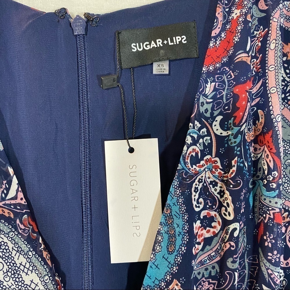 NWT Sugar + lips paisley blue romper dress size XS - Picture 4 of 10